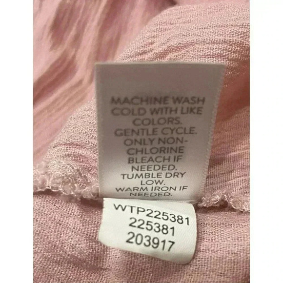 J Jill Blouse Tie Front Button Up Shirt Pink Dip Dye Ombre Gauze Top Size XL - Picture 6 of 7